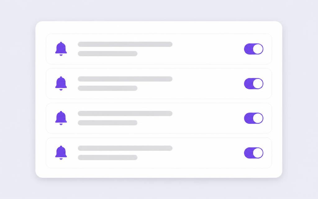 Saved searches list with email alert toggles switched on
