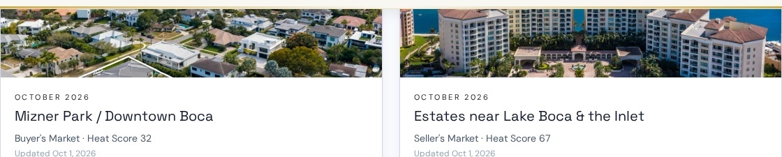 Actual neighborhood reports with buyer and seller market heat scores