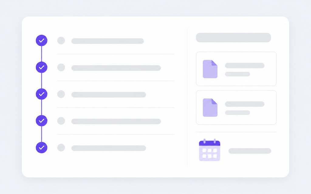 Closing checklist with documents and key dates