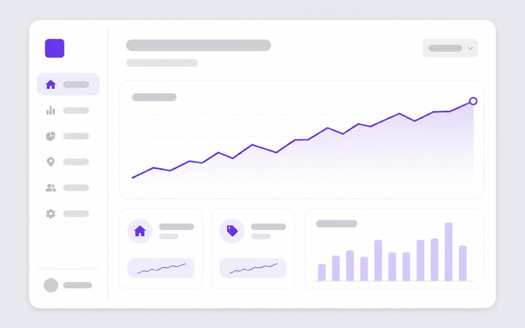 Market report dashboard with price trend chart and stats
