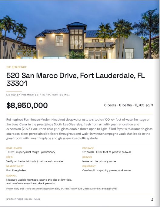 Real property magazine preview residence details — 520 San Marco Drive