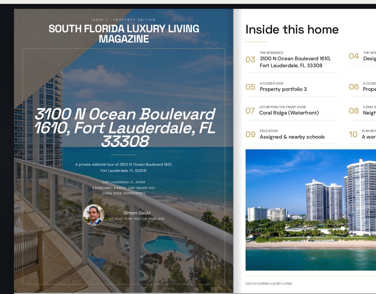 Property magazine spread where every school, park and house of worship clicks through to its official website